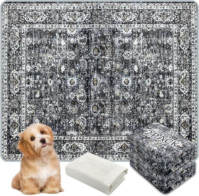 Photo 1 of (BAGGED) Washable Pee Pads for Dogs, (2 Pack, 36"x42") Upgrade Reusable Puppy Pads with Non-Slip Rug Pad, Super Thickening Absorbent Leakproof Dog Traning Pads Whelping Pad for Dogs, Doggie(Black)
