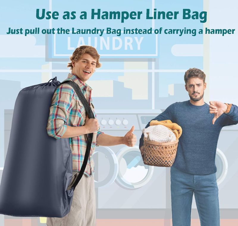 Photo 1 of (BAGGED) (USED/FAIR) Heavy Duty Laundry Bag 2 Pack XL Nylon Laundry Bags with Straps, Washable Large Dirty Clothes Organizer with Drawstring Closure, Travel Washing Bag Fit a Laundry Hamper or Basket