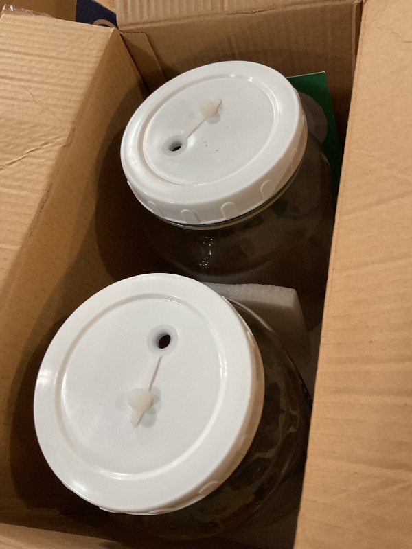 Photo 1 of 2 Pack 1 Gallon Glass Drink Dispensers for Parties. Glass Beverage Dispenser w Screw Cap and Airtight Silicone Ring, Stainless Steel Spigot 100% Leakproof. Laundry Detergent Dispenser Scale Mark