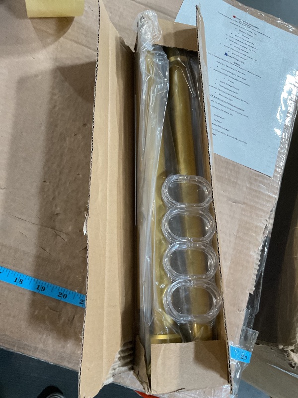 Photo 1 of Gold Shower Curtain Rod with 12 Hooks Rings Adjustable Tension Rod with Durable Spring, No Drilling 31 to 80 Inch Rust Resistance Stainless Steel Shower Rod for Bathroom Bathtub