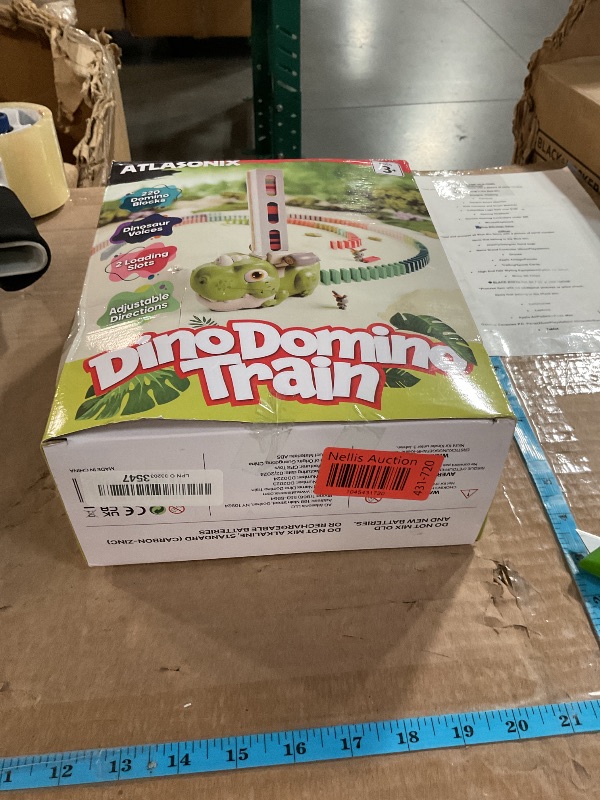 Photo 1 of (missing pieces) Atlasonix Dino Domino Train - 220 Dinosaur Dominoes Set for Boys & Girls - Birthday Gift Ages 3-10 - Montessori Jurassic T-Rex Toy 