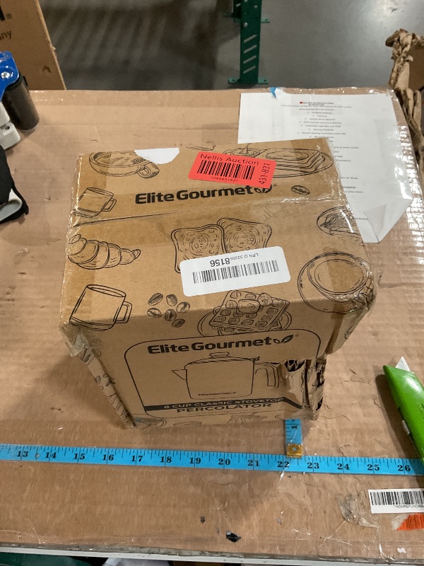 Photo 1 of Elite Gourmet EC008 Classic Stovetop Coffee Percolator, Glass Clear Brew Progress Knob, Cool-Touch Handle, Cordless Serve, 8-Cup, Stainless Steel