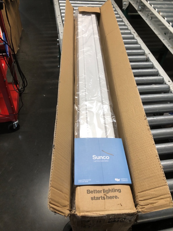 Photo 1 of Sunco Motion Sensor 4ft LED Shop Light, Garage Lights Ceiling LED Plug in Fixtures, 40W, 5000K Daylight, Frosted, Motion Activated, Linkable Suspension Mount, ETL 4 Pack