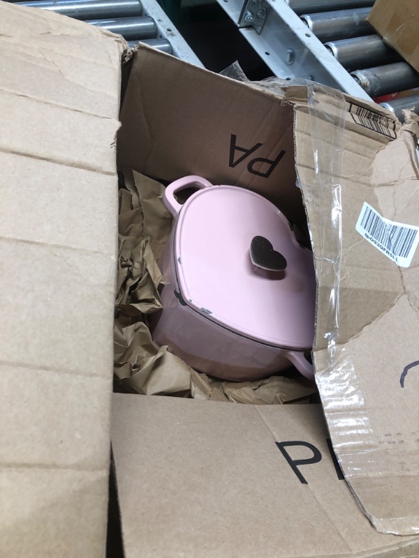 Photo 1 of (SEE NOTES) Martha Stewart Heart Shaped 4-Quart Enamel Cast Iron Dutch Oven - Pink