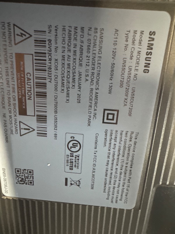 Photo 1 of 
55” Class DU7200 Series Crystal UHD 4K Smart Tizen TV (2024)