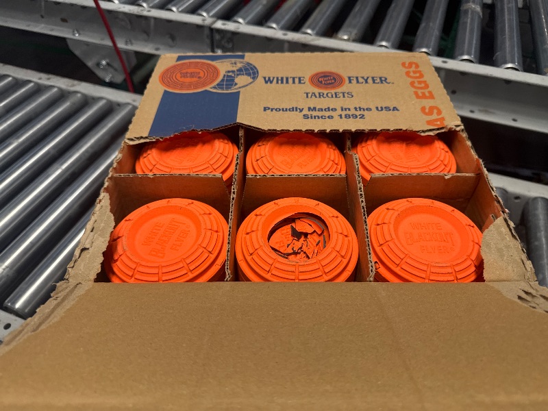 Photo 1 of (SOME ARE BROKEN) White Flyer Clay Pigeon Trap and Skeet Targets 90 count with White Flyer Scorecard