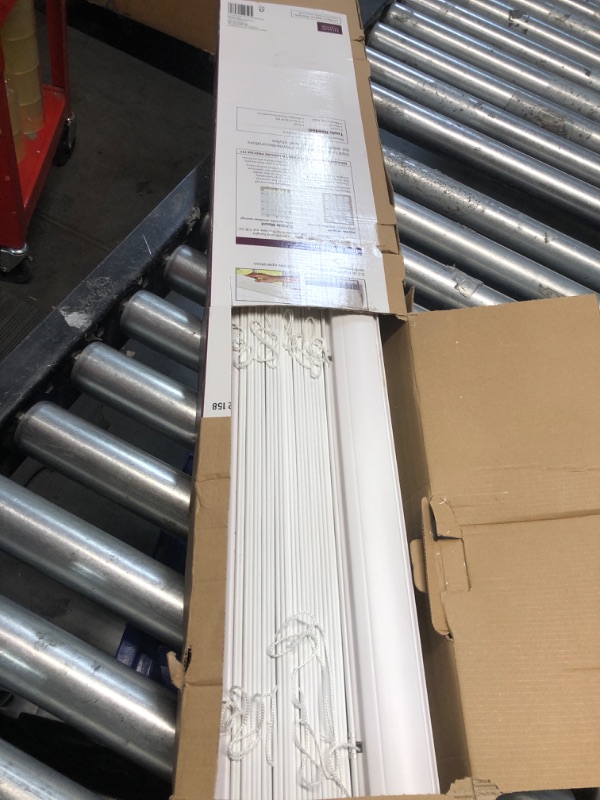 Photo 1 of ***USED - PREVIOUSLY OPENED - INCOMPLETE - MISSING PARTS***
White Cordless Faux Wood Blinds for Windows with 2 in. Slats - 59 in. W x 48 in. L (Actual Size 58.5 in. W x 48 in. L)
