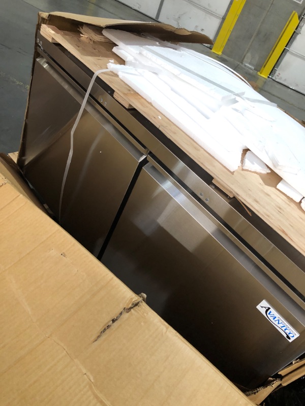 Photo 1 of (truck or trailer pick up only) KoolMore 60 in. Commercial Refrigerated Prep Station Cold Table, Stainless-Steel Refrigerator with 12 Pan Storage with Cover and Two Adjustable Shelves, ETL Listed (KM-RBT-60C)