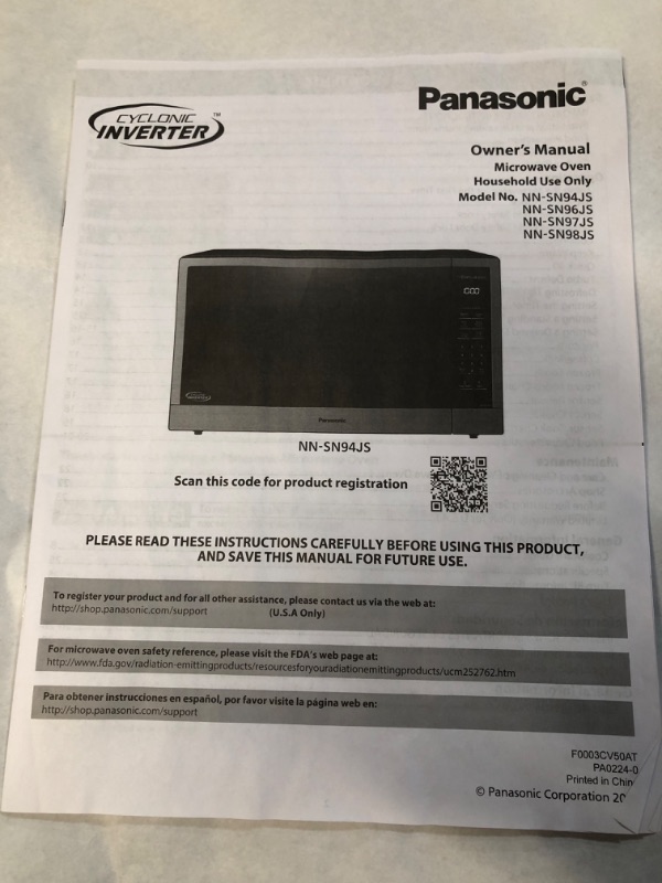 Photo 1 of (see all images) ***Doesn't  power on **
Panasonic Microwave Oven, Stainless Steel Countertop/Built-In Cyclonic Wave with Inverter Technology and Genius Sensor, 2.2 Cu. Ft, 1250W, NN-SN97JS (Silver)