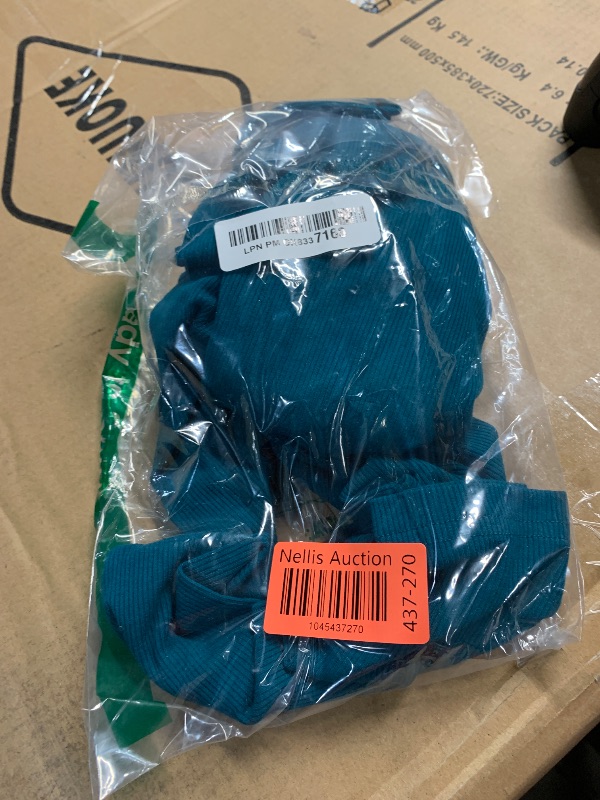 Photo 1 of Artfish Women's Basic Mock Neck Slim Fitted Workout Rib Knit Long Sleeve Crop Top (Teal) Size-M