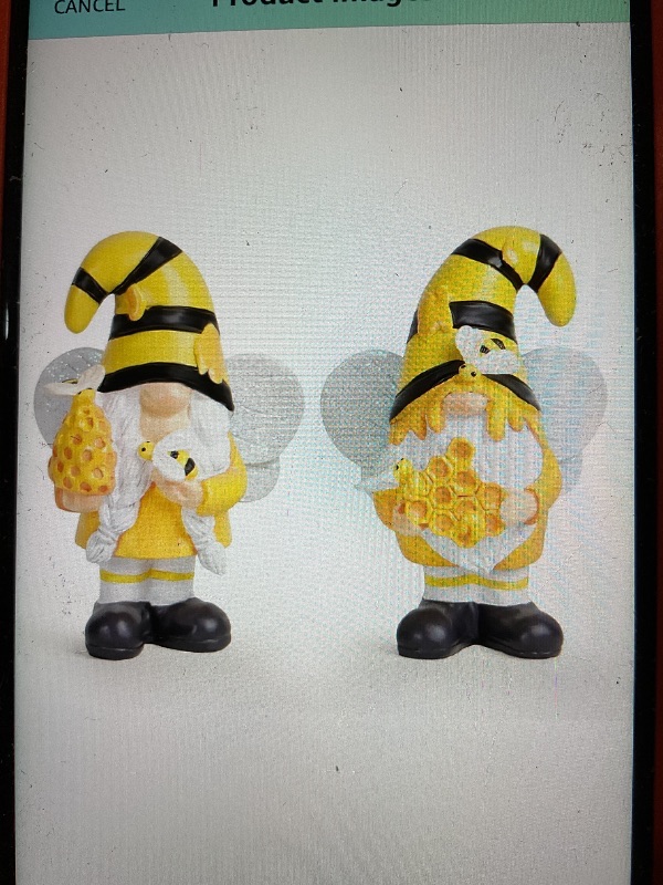 Photo 1 of Bunny picture Hodao 2 Pcs Spring Summer Honey Bee Gnomes Decorations for Home Resin Garden Gnomes Figurines, Handmade Standing Swedish Dwarf Table Tiered Tray Decor Gifts (Bee)