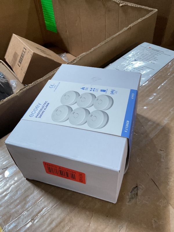 Photo 1 of Ecoey Alarm Fire Detector, Battery Included Photoelectric Smoke Detector with Test Button and Low Battery Signal, Small Fire Alarm for Home, Bedroom FJ136GB, 6 Packs