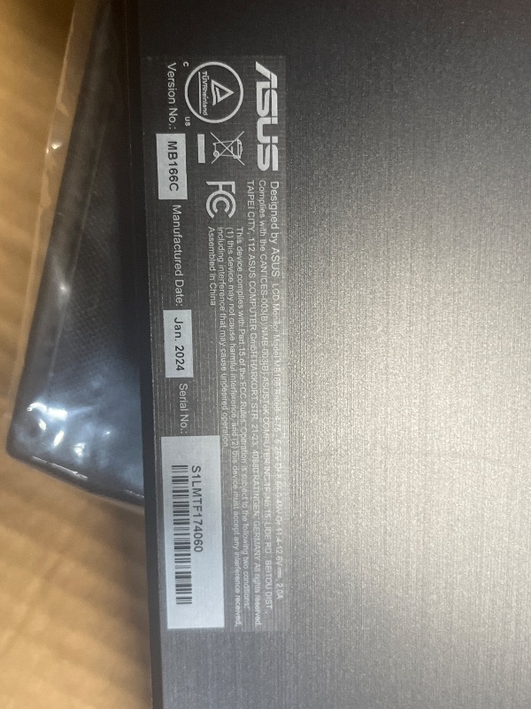 Photo 1 of (unable to test for power) ((missing cord))
ASUS ZenScreen 15.6” 1080P Portable USB Monitor (MB166C) - Full HD, IPS, USB Type-C, , Tripod Mountable, Anti-Glare Surface, Protective Sleeve, 3-Year Warranty