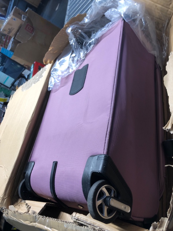 Photo 1 of (SINGS OF USE/DAMAGE) Travelpro Maxlite 5 Softside Expandable Upright 2 Wheel Carry on Luggage, Lightweight Suitcase, Men and Women, Orchid Pink Purple, Carry On 22-Inch