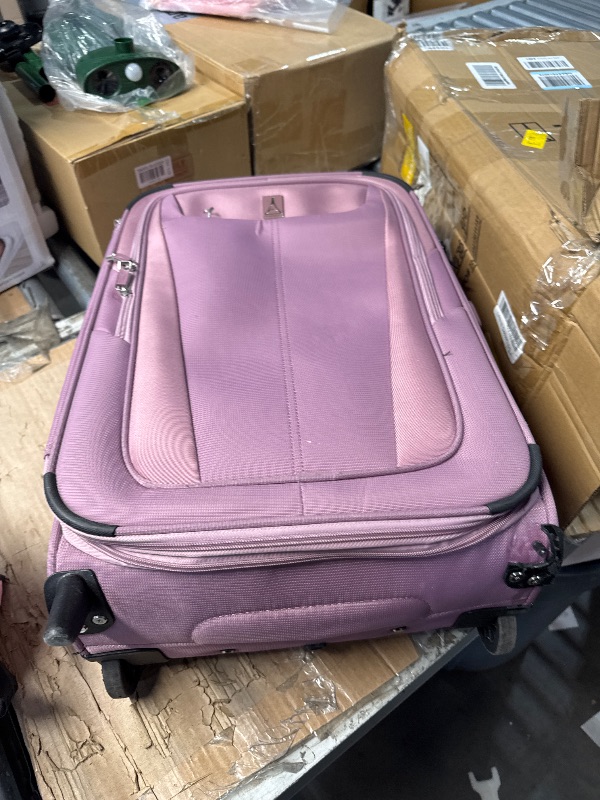 Photo 1 of (SINGS OF USE/DAMAGE) Travelpro Maxlite 5 Softside Expandable Upright 2 Wheel Carry on Luggage, Lightweight Suitcase, Men and Women, Orchid Pink Purple, Carry On 22-Inch