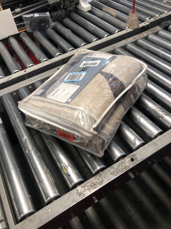 Photo 1 of FINOREN Modern Area Rug,Beige Brown Striped Non-Slip Rug for Bedroom Living Room Hallway Dining Room Office Dorm Room,Washable Low Pile Floor Decoration,Beige-Blue,5x7 Feet