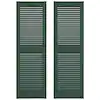 Photo 1 of 14.5 in. x 67 in. Louvered Vinyl Exterior Shutters Pair in Forest Green
