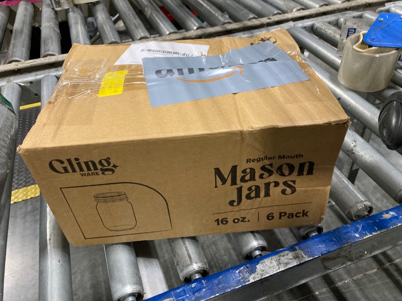Photo 1 of [6 Pack] 16 oz. Regular-Mouth Glass Mason Jars with Metal Airtight Lids and Bands for 1 Pint Canning, Preserving, & Meal Prep