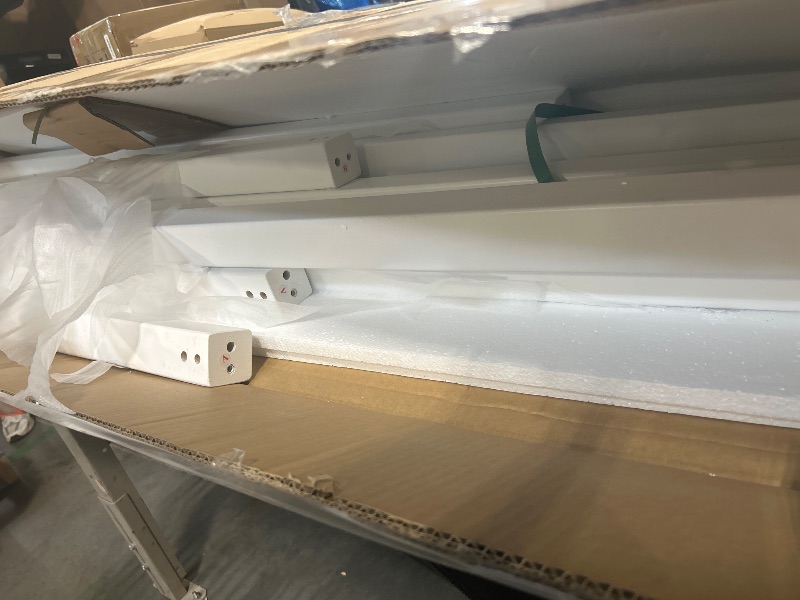 Photo 1 of ***FINAL SALE/ NO RETURN- UNKNOWN SIZE OR MODEL SIMILAR IMAGE***MAF 18 Inch Full Size Bed Frame White with Round Corner Legs Mattress Slide Stopper No Box Spring Needed Heavy Duty Metal Platform Bed Frames Under-Bed Storage Space, 3000 LBS Steel Slats Sup