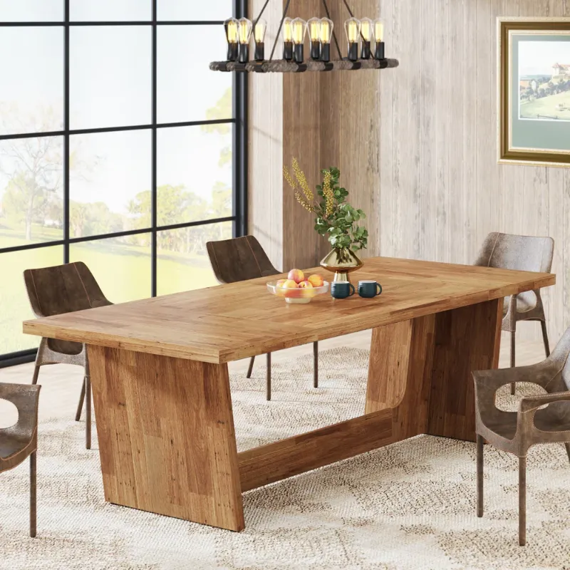 Photo 1 of  70.8-Inch Dining Table, Wood Farmhouse Kitchen Table for 4-6