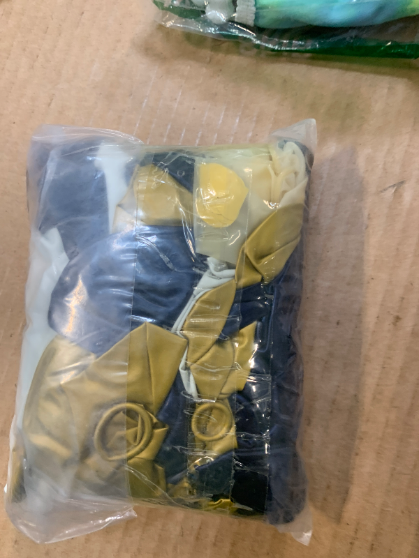 Photo 1 of 146pcs Navy Blue and Gold Balloon Garland Arch Kit, Royal Blue White Metallic Gold Confetti Mixed Sizes Balloons for Anniversary Baby Shower Wedding Birthday Party Decorations
