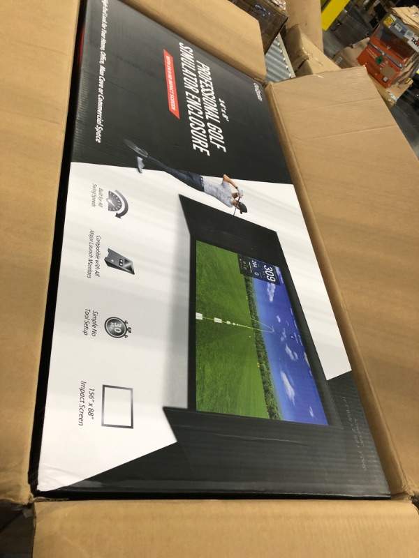 Photo 1 of GoSports 14 x 8 ft Golf Simulator Enclosure Net - Complete Set with Frame and HD Impact Screen Kit