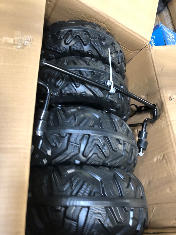 Photo 1 of ***4 TIRES ONLY*****Kids ATV, GAOMON 24V Ride on Car 4WD Quad Electric Vehicle, 4x80W Powerful Engine, with 7AHx2 Large Battery, Accelerator Handle, EVA Tires, LED Light, Full Metal Suspensions, Bluetooth & Music, White