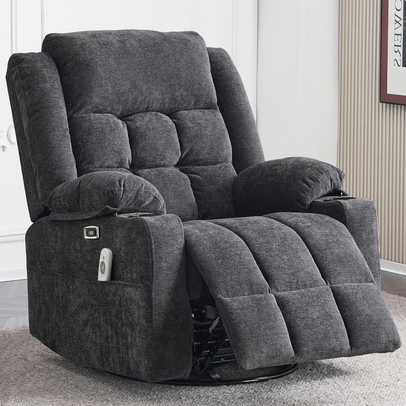 Photo 1 of 
similar***Power Swivel Rocker Recliner Chair for Adults with Massage and Heat, USB and Type-C Ports, Infinite Position, Electric Glider Reclining Single Sofa Chair for Living Room(Dark Grey)