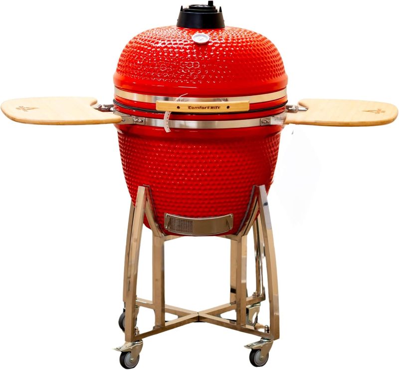 Photo 1 of ***similar***Sunjoy Charcoal Grill 20-Inch Kamado Grill with Pizza Stone, Ultimate Outdoor BBQ Egg Grill and Smoker with Wheels, Red