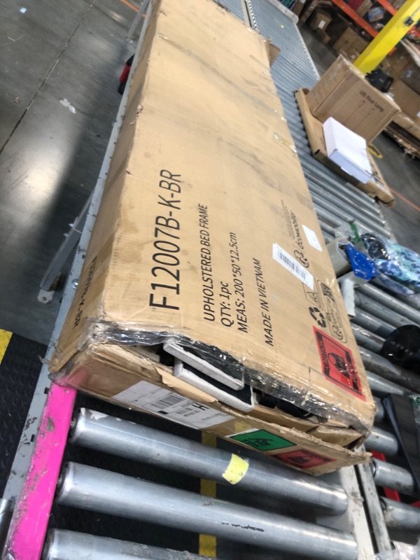 Photo 1 of **MISSING SEVERAL PARTS**Novilla King Size Bed Frame with Adjustable Headboard Platform King Bed Frame Linen Fabric Upholstered Headboard, No Box Spring Needed, Noise-Free, Wooden Slats Support, Easy Assembly, Beige