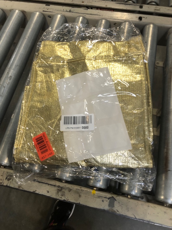 Photo 1 of 11.8×11.8×13.8" Reusable Insulated Zipper Aluminum Foil Tote Bag Suit for Picnic Cake FruitDrink Refrigeration Also for Delivery of Takeaway Thermal Pizza Insulated Delivery (Laser Gold)