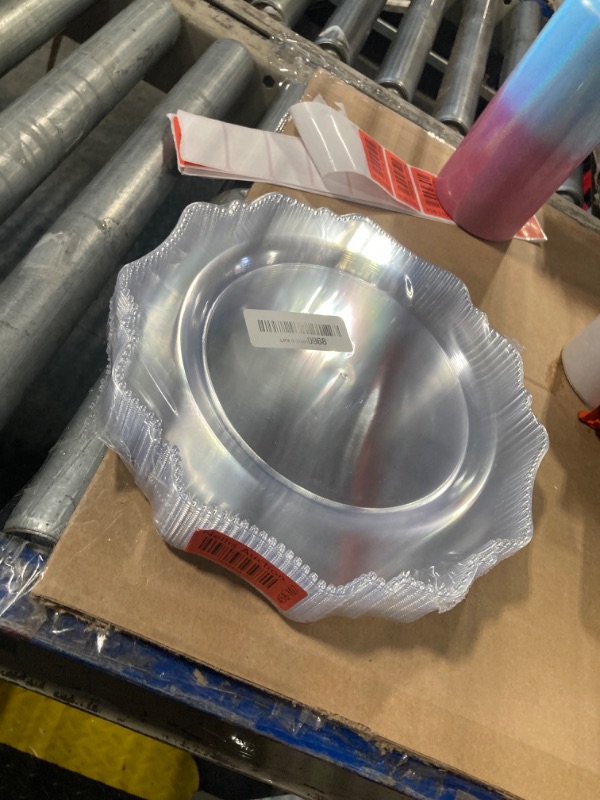 Photo 1 of *25 PLATE ACCOUNTED FOR* COLOSUS 100pcs Clear Plastic Party Dinner Plates - 10.5 Inch- Heavy Duty Disposable Plastic Dinner Plates for Party Wedding and Everyday Use