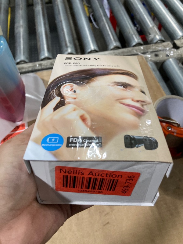 Photo 1 of **RIGHT SIDE DOESN'T WORK** Sony CRE-C20 Self-Fitting OTC Hearing Aids for Mild to Moderate Hearing Loss, Prescription-Grade Sound Quality, Compact Virtually Invisible Design, Customizable App, and Rechargeable Battery