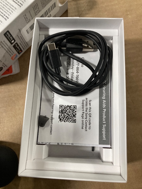 Photo 1 of **RIGHT SIDE DOESN'T WORK** Sony CRE-C20 Self-Fitting OTC Hearing Aids for Mild to Moderate Hearing Loss, Prescription-Grade Sound Quality, Compact Virtually Invisible Design, Customizable App, and Rechargeable Battery