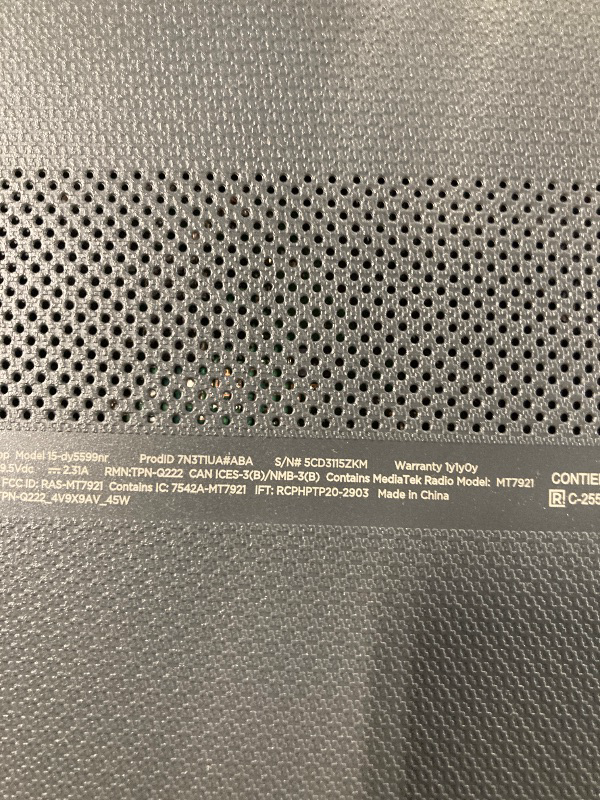 Photo 1 of ***FOR PARTS***
HP 15 inch Laptop, FHD Display, Intel Core i3-1215U, 8 GB RAM, 128 GB SSD, Intel UHD Graphics, Windows 11 Home in S Mode, 15-dy5599nr (2023),Grey