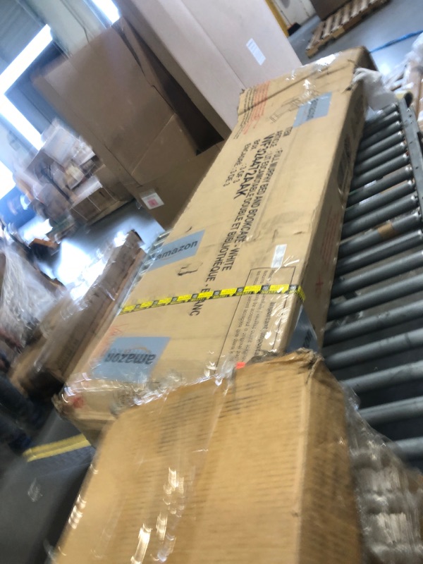 Photo 1 of **MISSING PARTS**Merax Full Size Murphy Bed Cabinet with Multiple Storage Shelves, Solid Wood Foldable Hidden Platform Bedframe for Home, Bedroom, Office, Small Room, Apartment