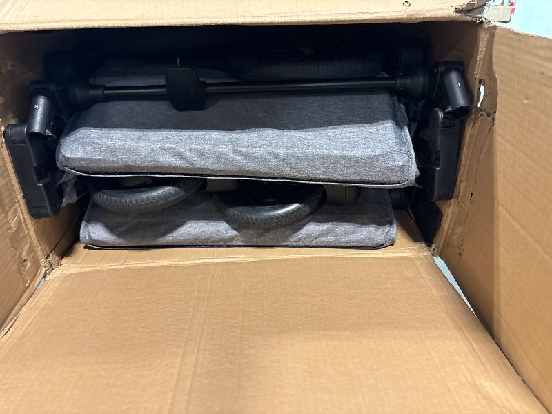Photo 1 of **MISSING PIECES**Jeep Wrangler Deluxe 4 Seater Stroller Wagon by Delta Children - Premium Quad Stroller Wagon for 4 Kids with Convertible Seats, Adjustable Push/Pull Handles, Removable Canopy & Flat Fold, Grey [missing several pieces - canopy and two cup
