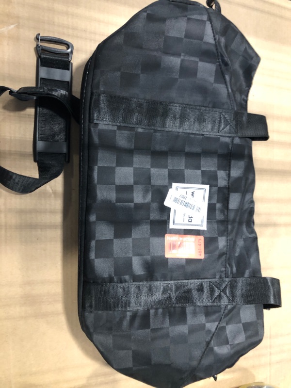 Photo 1 of ****MISSING WHEELS**** WOOMADA Expandable Foldable Rolling Duffel Bag with Wheels, Detachable Rolling Backpack Weekend Bag for Travel, Business, Camping, Gift for Parents, Spouse(Black Checkerboard)