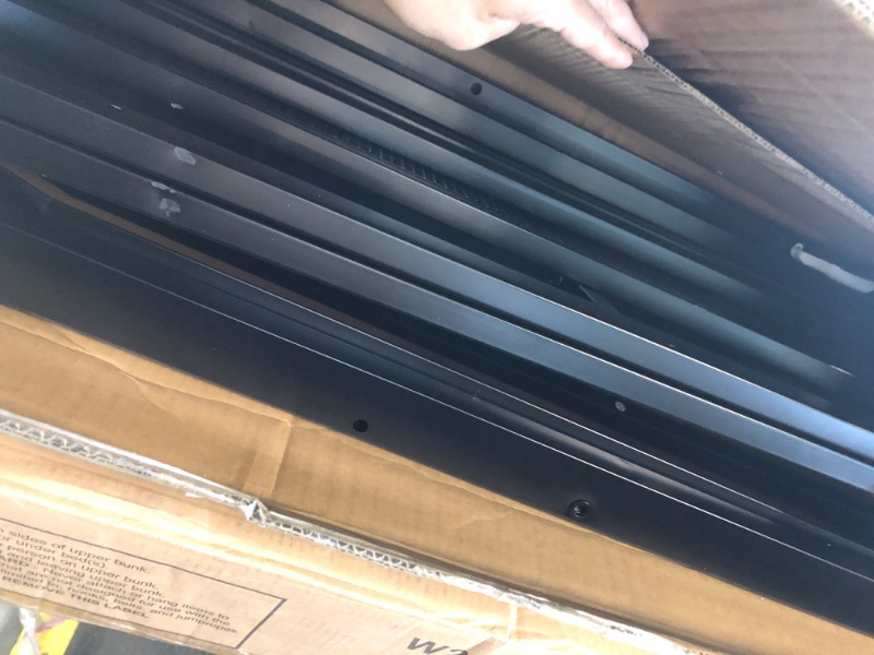 Photo 1 of ***HEAVY ITEM***KEIKI Queen Size Metal Loft Bed Frame with Staircase, Built-in Storage Shelves and Wardrobe, Modern Loft Bed with Solid Slats and Guardrail, No Box Spring Required, Easy Assembly, for Bedroom, Black