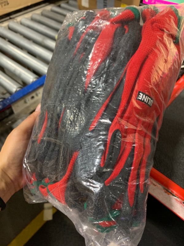 Photo 1 of 12 Pairs Work Gloves for Men and Women, Nitrile Coated Safety Protective Gloves with Grip, Ideal for Gardening, Warehouse, Mechanic, Light Duty Construction Work,Large 12 PACKS 