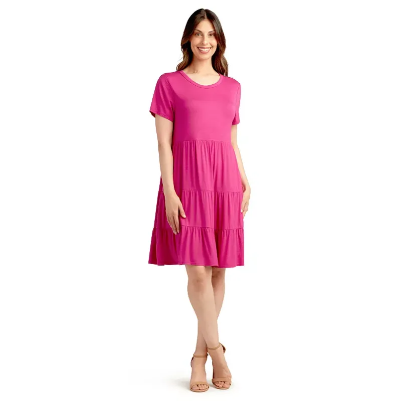 Photo 1 of [Stock image similar not same] Hot Pink Short Sleeve Dress