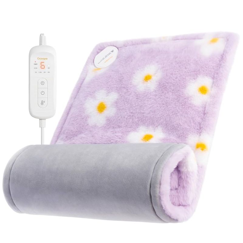 Photo 1 of [3 Year Warranty] Portable Electric Heating Pad | Ultra Soft Flannel Blanket | 6 Temp Settings | Auto Shut-Off | Heating Therapy for Back, Neck, Abdomen & Shoulders | 33"x17" Navy