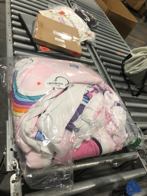 Photo 1 of Axolotl Cartoon Outer Space Bedding Set Queen Size,Kids Space Ship Rocket Comforter Set,Astronaut Rocket Bedding Set,Universe Space Comforter Set for Kids Girls Boys Teens,1 Quilt 2 Pillowcases,Pink