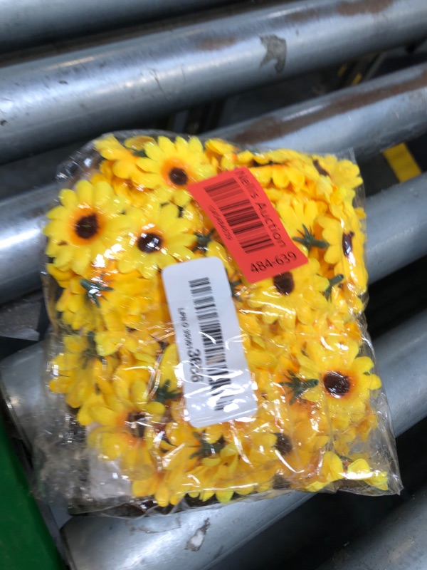 Photo 1 of 100Pcs Yellow Artificial Flower Heads Mini Fake Sunflower Decorative Fabric Flowers Craft Floral Embellishments for Wreaths Wedding Artificial Flowers