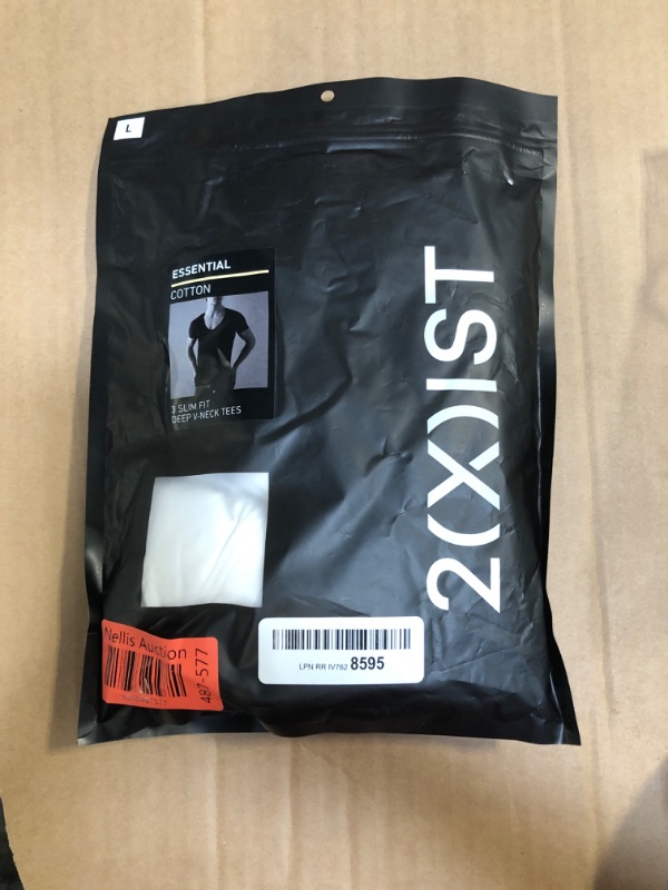 Photo 1 of 2(X)IST Mens Essential Cotton Slim Fit Deep V Neck T-Shirt 3-Pack , White , Large