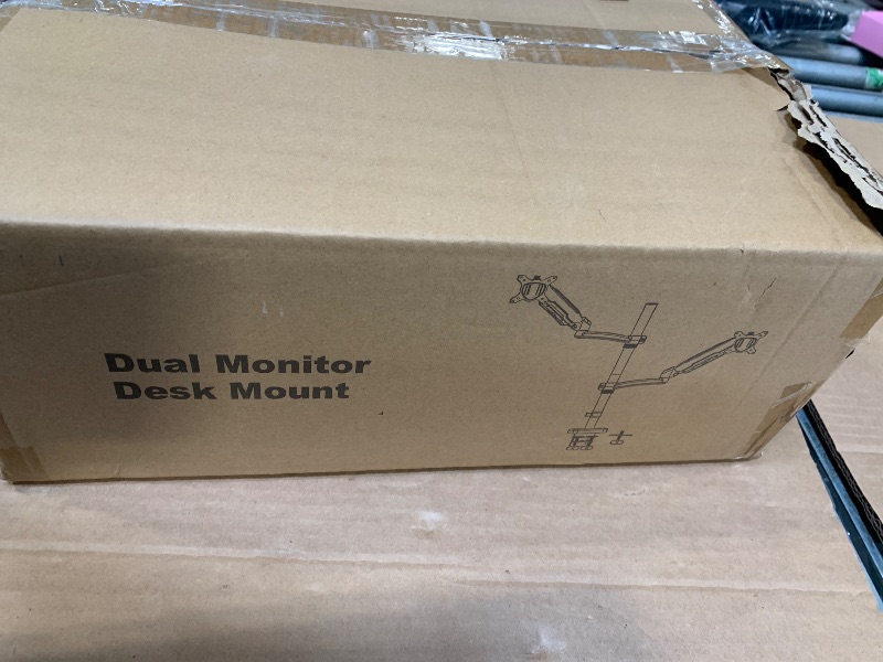 Photo 1 of MOUNT PRO Vertical Dual Monitor Mount, Stacked Monitor Stand for 2 Computer Screens up to 32 inches, Fully Adjustable Gas Spring Display Desk Mount, Each Arm Holds up to 17.6lbs, VESA Mount