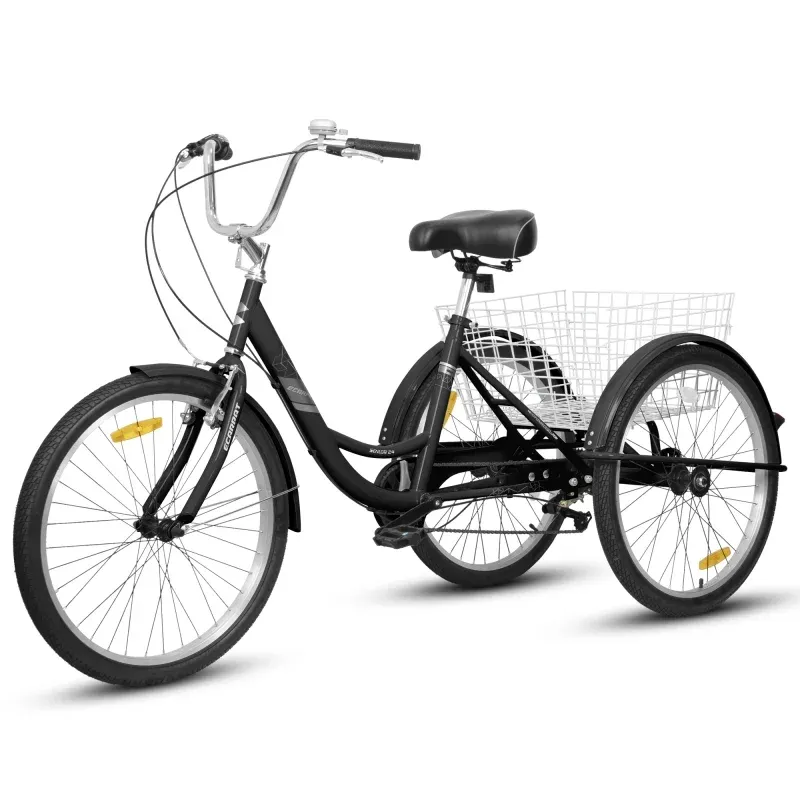Photo 1 of [Final Sale] Adult Tricycles 7 Speed, Adult Trikes 24 inch 3 Wheel Bikes, Three-Wheeled Bicycles Cruise Trike with Shopping Basket for Seniors, Women, Men