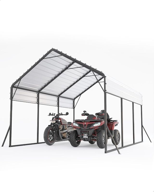 Photo 1 of ***steel frame only, no roof sheets*13 x 21 FT Metal Carport, Heavy Duty Carports Reinforced Frame and Steel Roof, All-Weather Shelter Canopy for Pickups, Boats, Cars, and Tractors