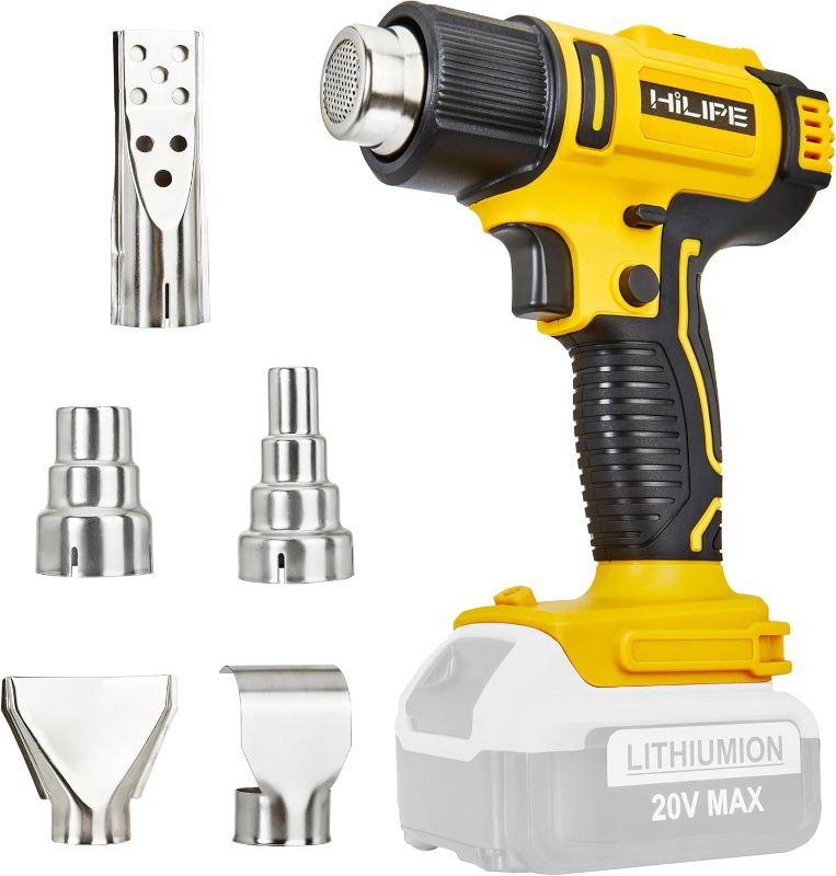 Photo 1 of ***MISSING HARDWARE****Cordless Heat Gun for DeWALT 20v Battery,Lithium Hot Air Gun, 5 Nozzle Attachments,2-Temp Setting Max 1022°F(550°C),Heat Gun for Shrink Wrapping, Tube Bending (Tool Only, NO Battery)

