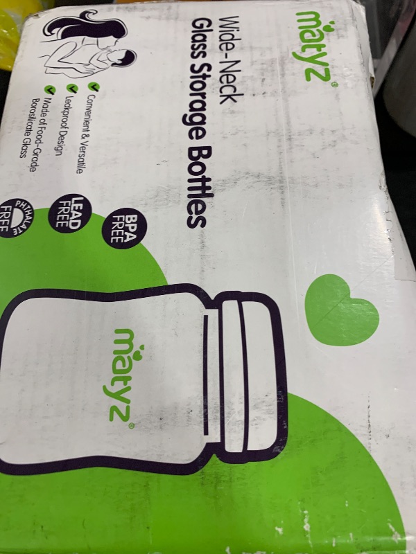 Photo 1 of Matyz Glass Breastmilk Storage Bottles, 6 Pack, 8 oz, Compatible With Spectra Medela Breast Pump - Freezer Safe Storage Bottles Set - Wide Mouth Breastmilk Storage Containers - BPA Free (3 Color Lids)